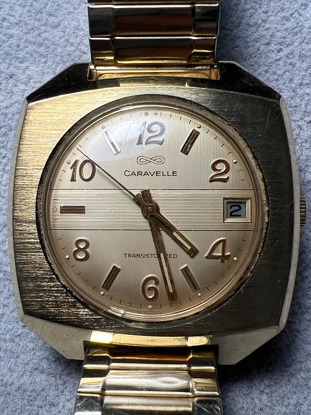 70s Caravelle Transistorized Gold Watch Vintage